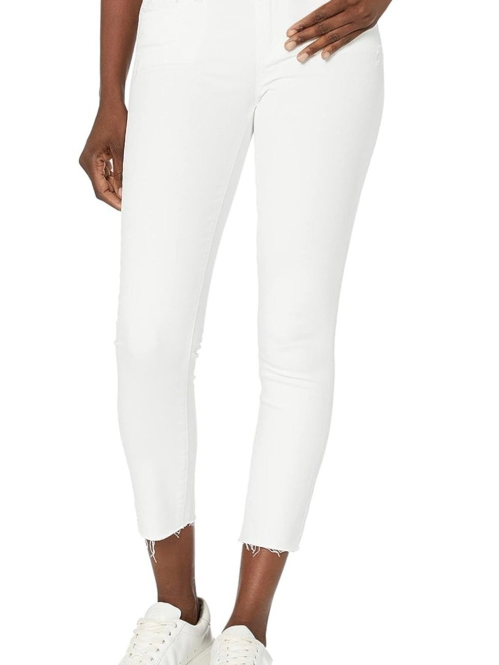 PAIGE Jeans Skyline Skinny Crop W/Raw Hem In Lived in Crisp White, size 28